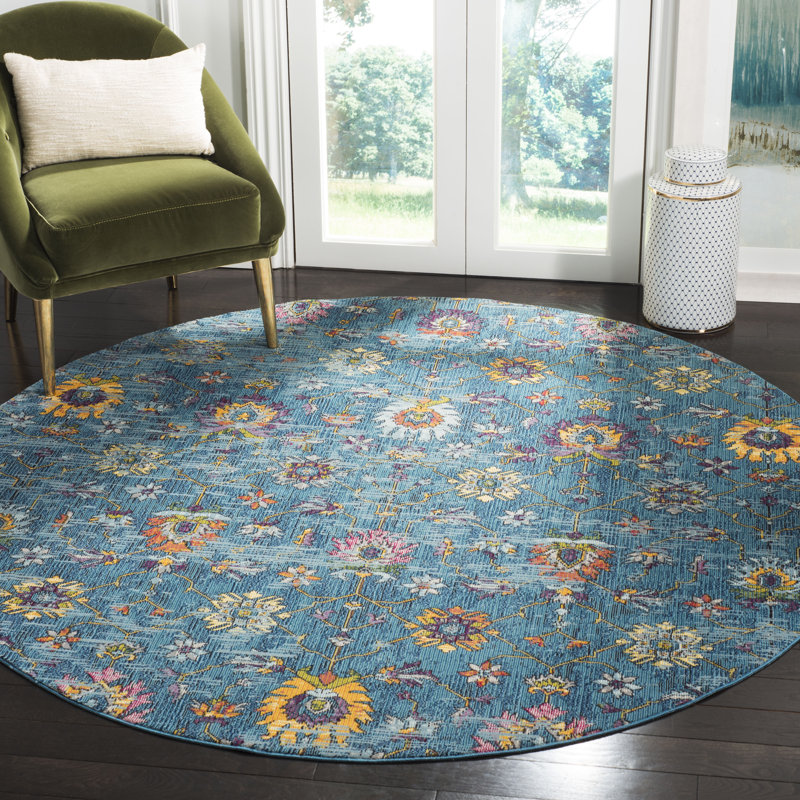Athiya 100 Performance Floral Rug, Round 6'7"