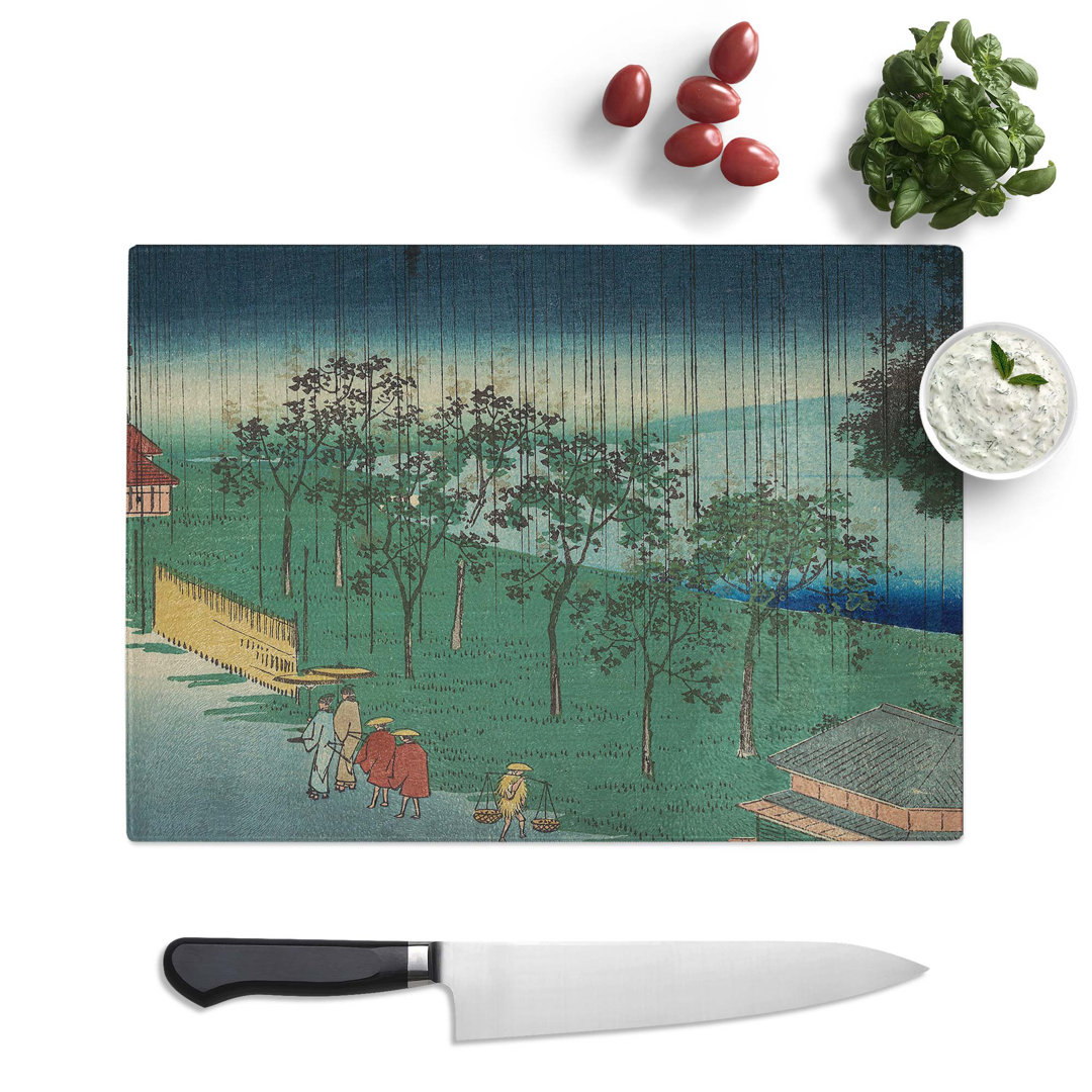 Tempered Glass Akasaka in the Evening Rain by Utagawa Hiroshige Chopping Board