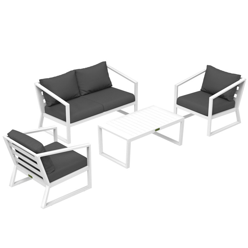 300 - Person Patio Conversation Set with Cushions, Black, White