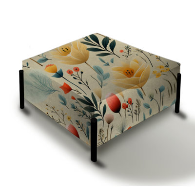 Simplicity In Scandinavian Flowers - Plants Large Square Ottoman