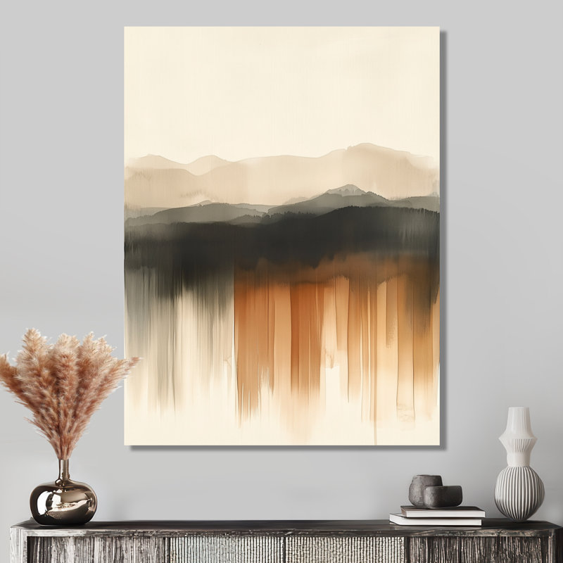 Beige doux moderne, formes abstraites, art mural transitionnel en métal, impression moderne sur métal, L 34 po x H 44 po