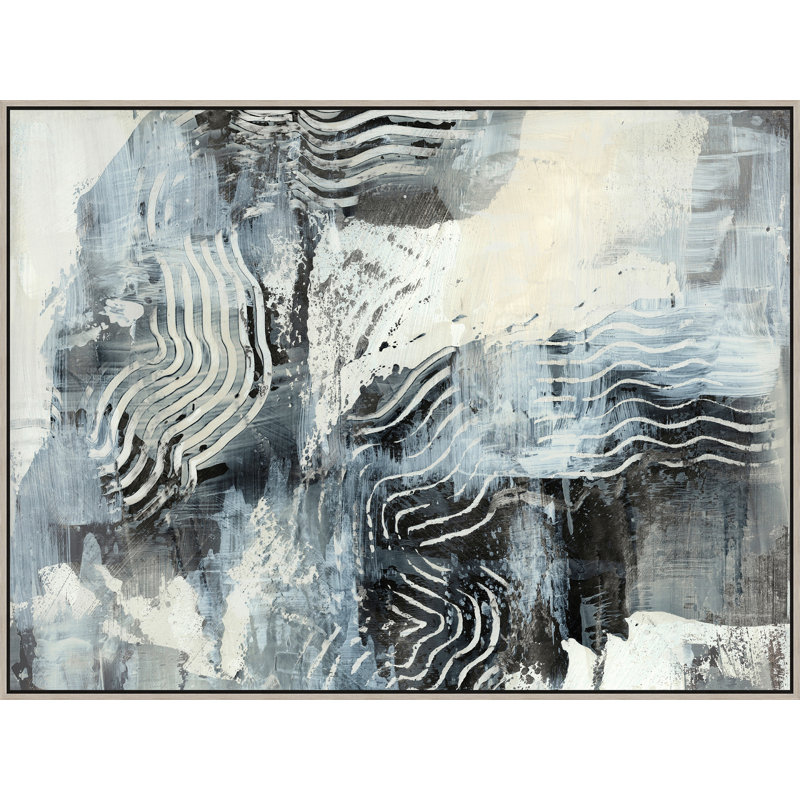 «Where the Road plombs 2», peinture sur toile à cadre flottant, Encadrement argenté