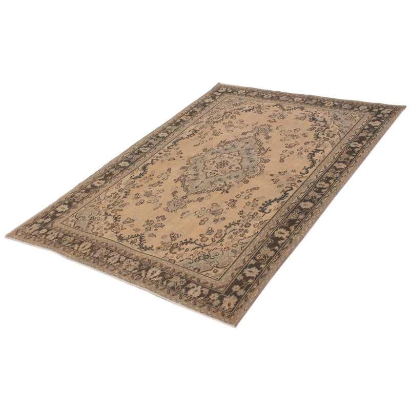 Tapis unique en laine de style années 1990 de 6 pi 8 po x 9 pi 4 po Akeya