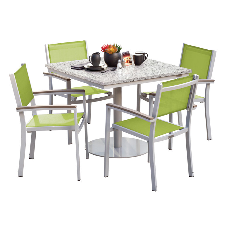 Travira Stacking Patio Dining Chair, Go Green, Tekwood Vintage, Flint