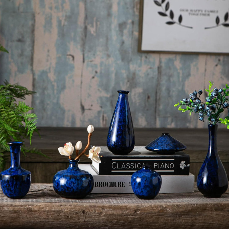 Blue Ceramic Flower Bud Vase