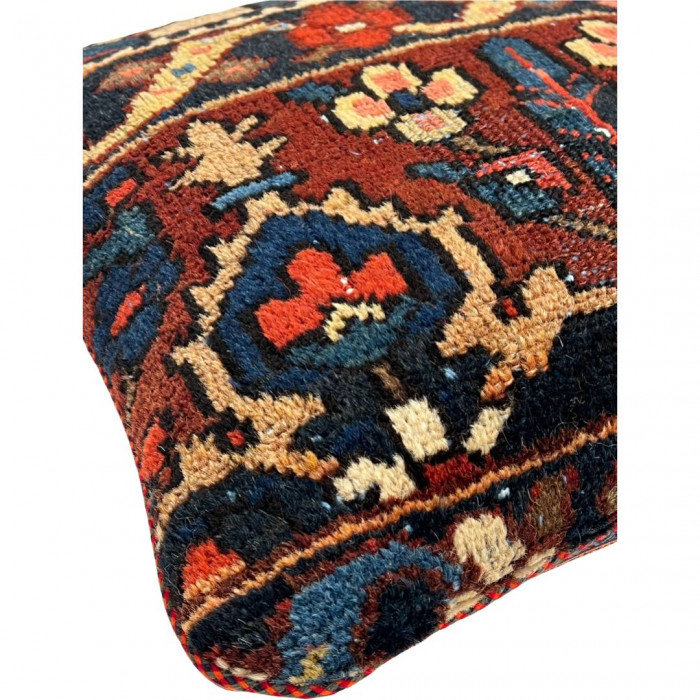 Wool Square Pillow Cover & Insert, Red/Navy Floral