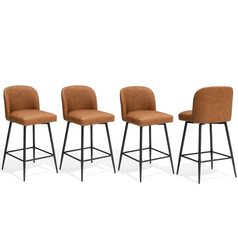 Tabouret de comptoir pivotant en similicuir de 26,8 po (ensemble de 4), Brun