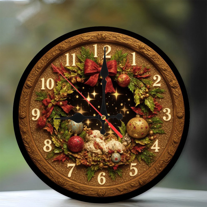 Horloge de Noël avec couronne et agneaux