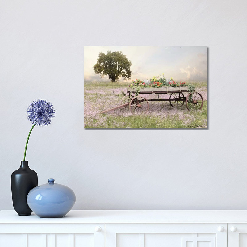 Flower Wagon at Sunset 1 Piece Wall Art on Canvas, 30.48cm H x 45.72cm W x 1.91cm D, Wrapped Canvas