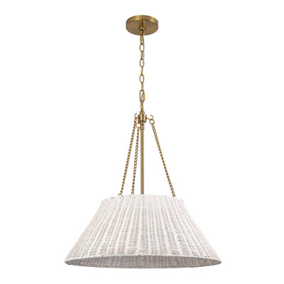 Ariette 22-in White Rattan Pendant