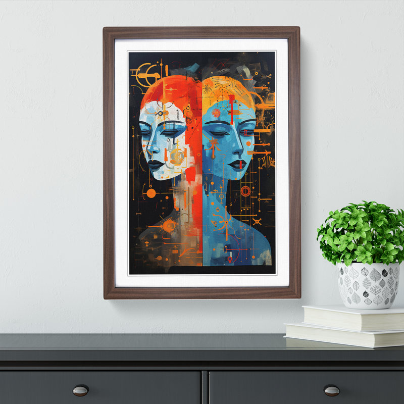 Gemini Zodiac Modern - Framed Print, Walnut Framed, 64cm H x 46cm W