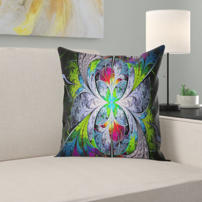 Vitrail fractal multicolore - coussin imprimé abstrait