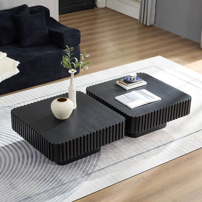 Ensemble de 2 pièces de table basse carrée 31,5 pouces Handcraft, Noir