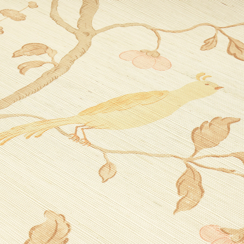 Papier peint Wisteria Sisal, Ambre / rose