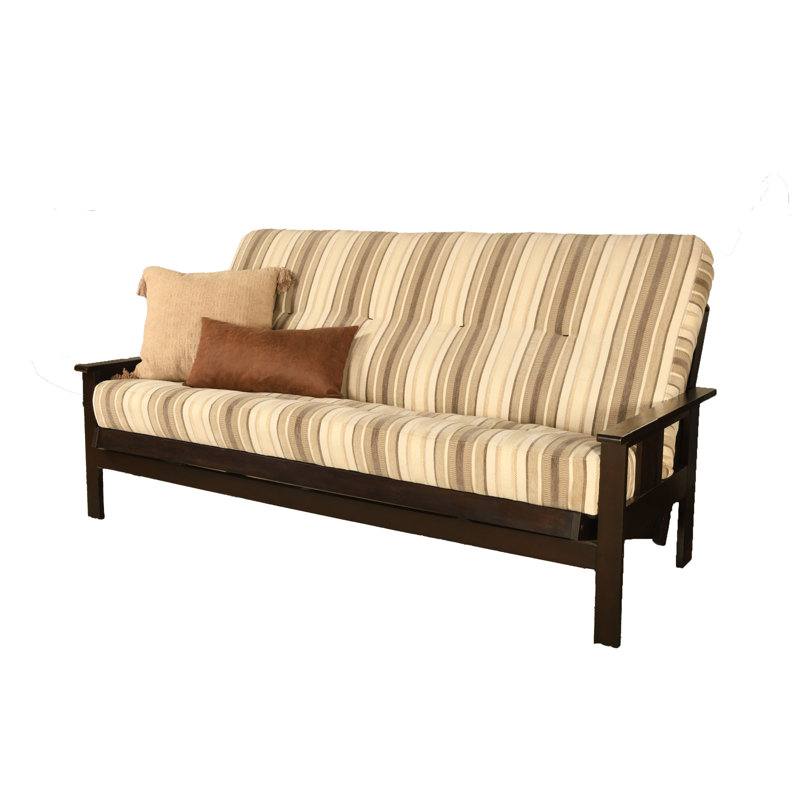 Johnte Full-Size Futon Frame and Full-Size Innerspring Mattress, À ressorts, Gris parma, Espresso