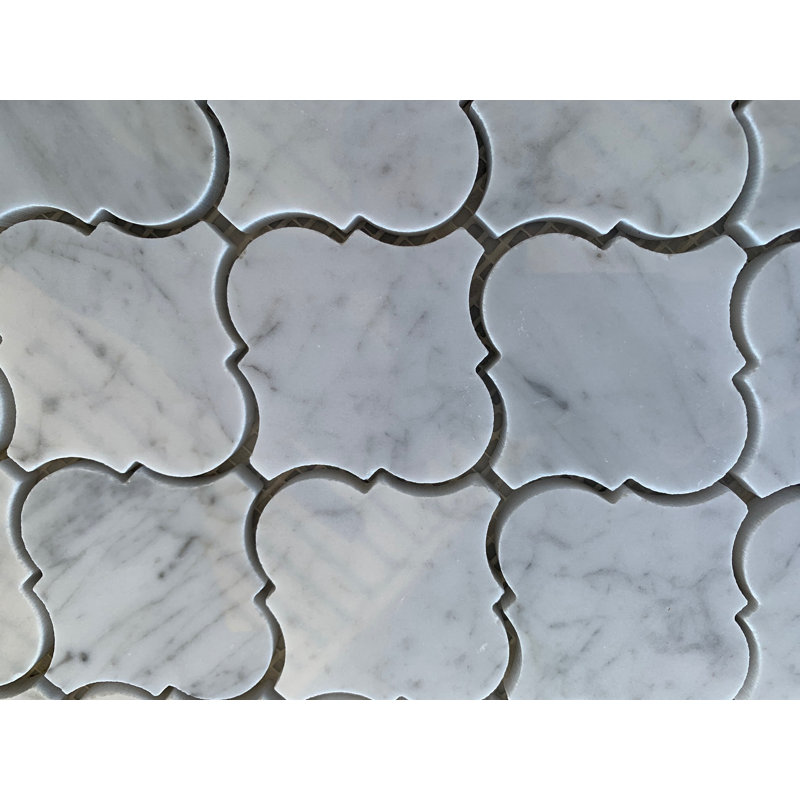 Carreau de mosaïque arabesque en marbre 3 "x 4" Carrara Lantern