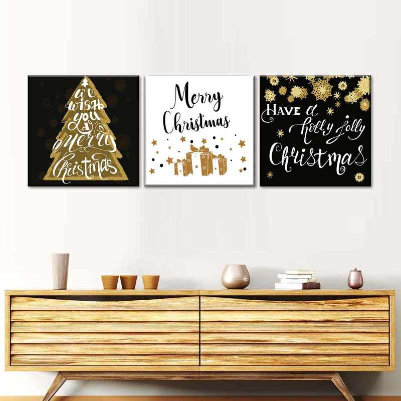 «Christmas Wishes Triptych», reproduction sur toile, H 8 po x l 26 po x P 1,25 po
