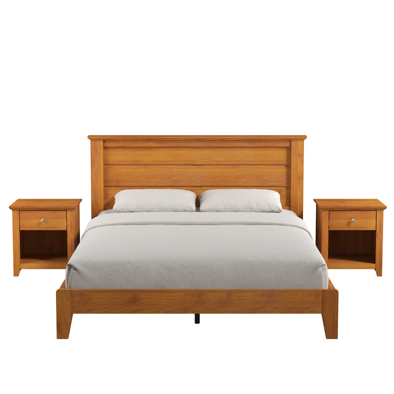 Tevrat 3 Pieces Bedroom Sets, Amber Walnut, Queen