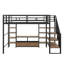 Lit mezzanine double avec escalier, structure de lit mezzanine en métal avec table de rangement basse et tablettes-2539920