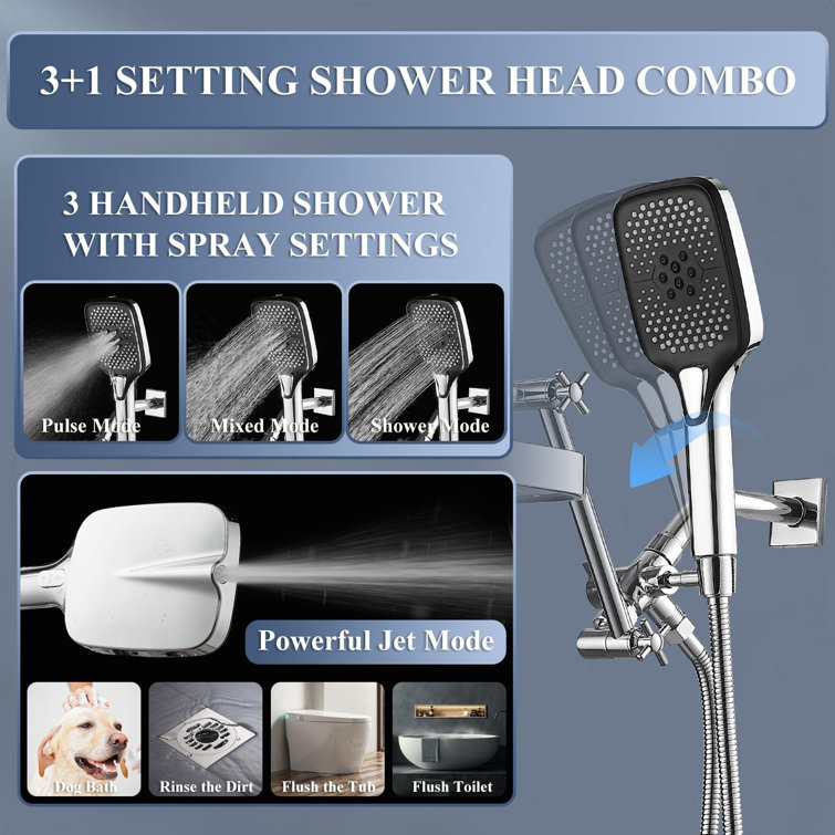 Shower Head With Handheld Combo, High-Pressure Rain/Rainfall