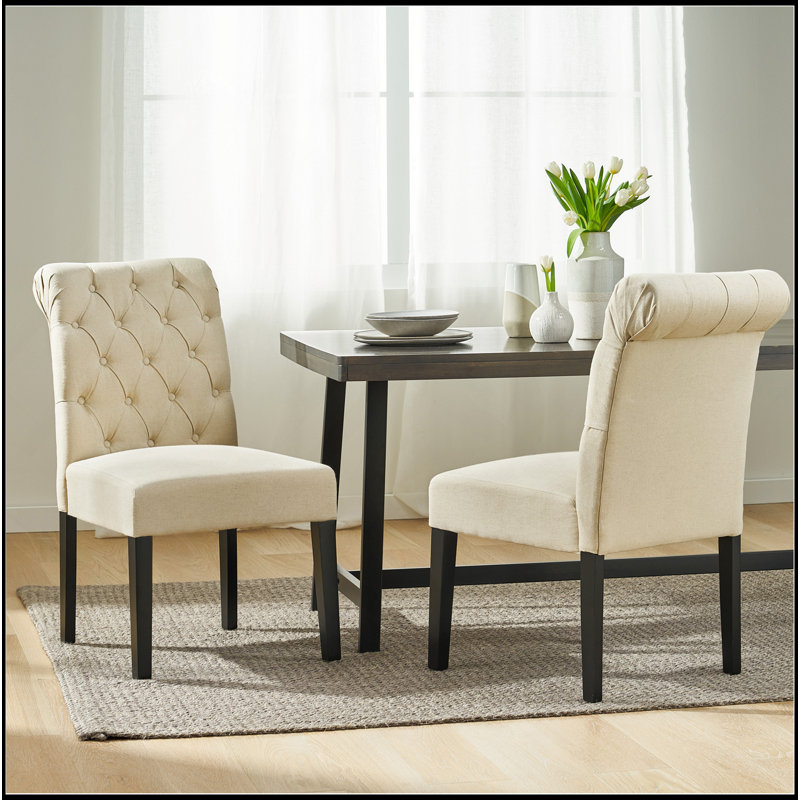 Ensemble de 2 chaises roulantes Broxton touffeté à manger KD MP2, Noir, noir, noir, noir, Ivoire ivoire