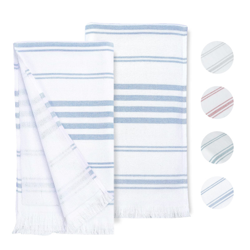 Hammam Collection 100% Cotton Kitchen Hand Towel Set, Mint Blue, Hand Towels - 2 Pack