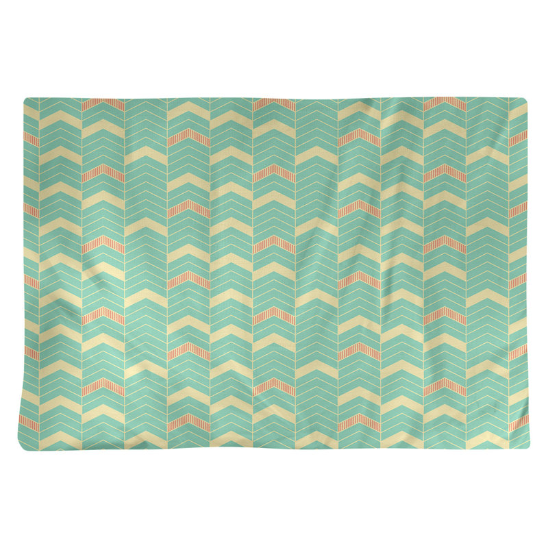 Récapitulatif à chevrons 18" lineed Stephenie, Vert / orange / jaune, Coton