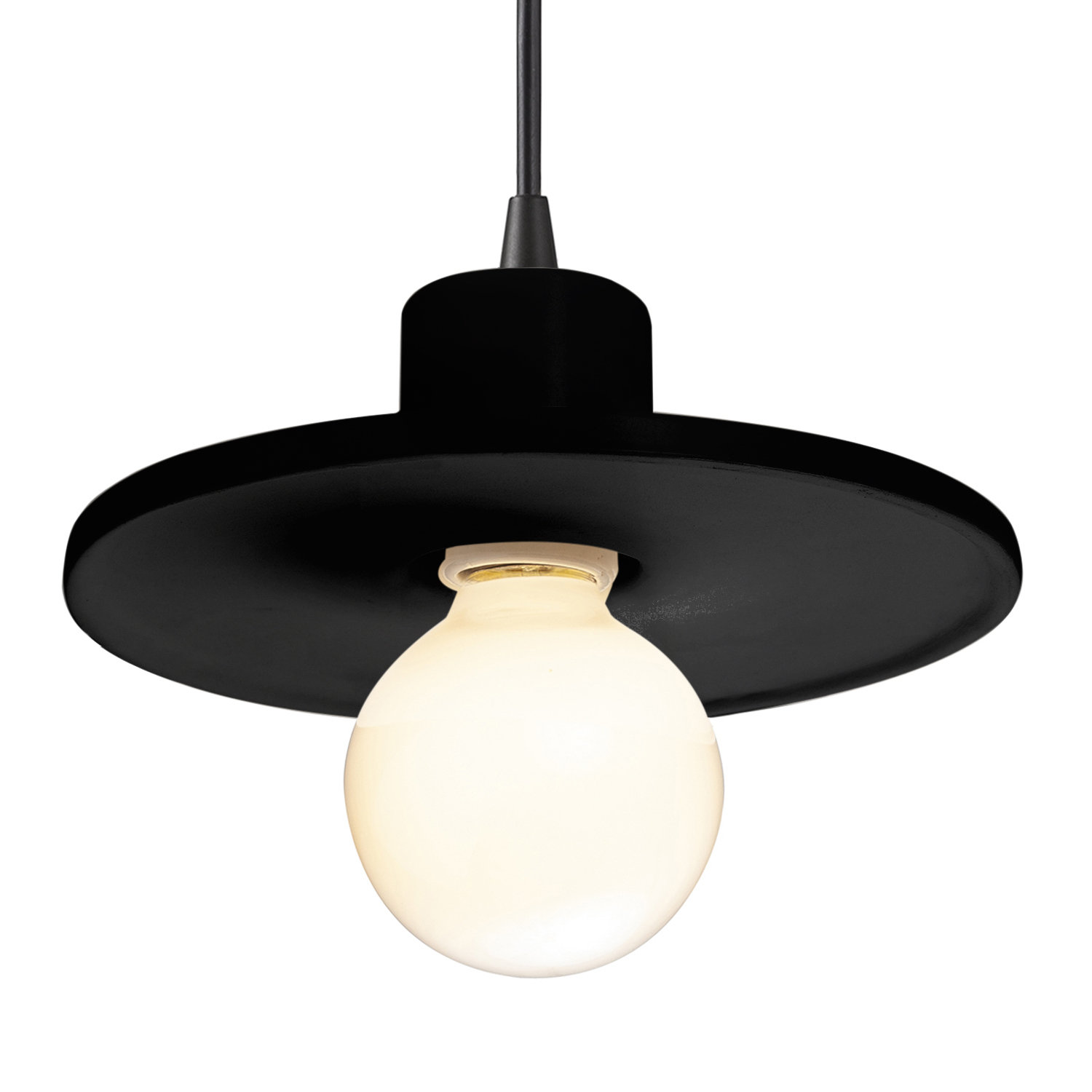 Marlena Dimmable Single Light Pendant, Gloss Black, Matte Black