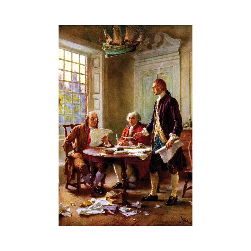 «Restored Peinture de l'écriture de la déclaration d'indépendence» par John Parrot - impression sur toile tendue