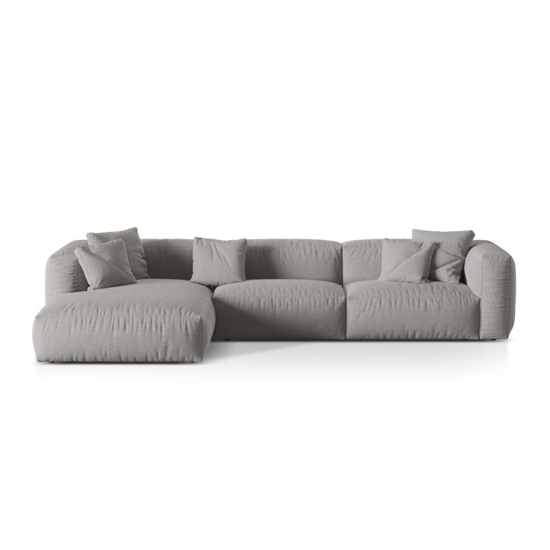 Carce 3 Seater Corner Sofa , Structured Fabric- Light Grey, Left-Hand Facing