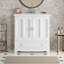 Meuble-lavabo de 30 po avec lavabo en céramique, meuble-lavabo à cadre en bois massif avec tablette réglable, tiroir avec cloison, pieds en bois massif