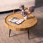 Table basse ronde en bois massif rétro noyer