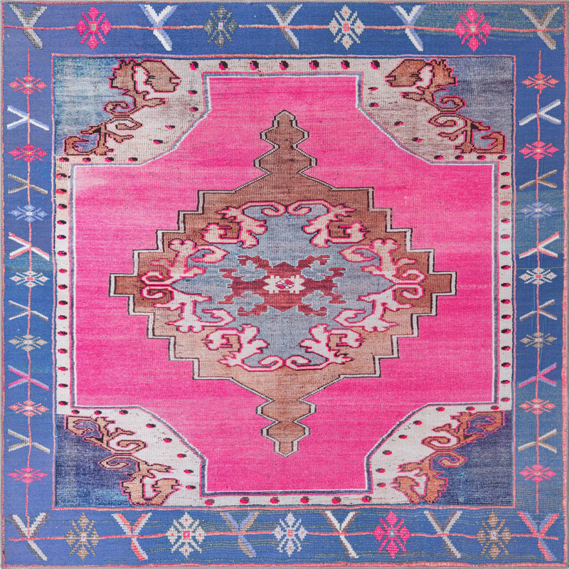 Oppie Performance Chenille Oriental Indoor Rug, Square 7'6"
