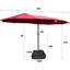 Parasol de patio extérieur double 15X9pi avec base - rouge. Très grand abat-jour pour la cour, la plage. Auvent, construction, manivelle facile, fonction d'évent