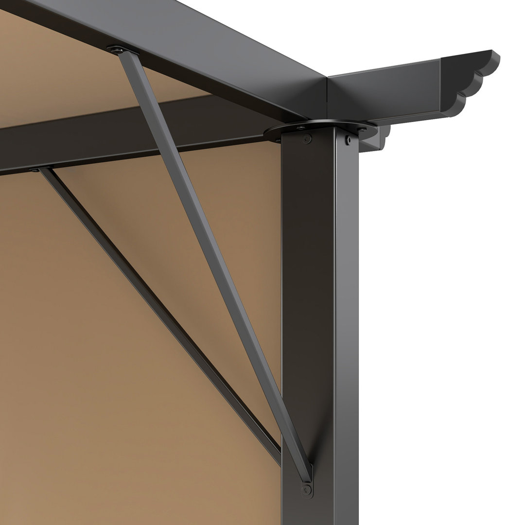 Balconera 3Mx3m Metal Pergola With Retractable Roof, SPF 15 With PU Coated Canopy For Barbecue Event Home, Black