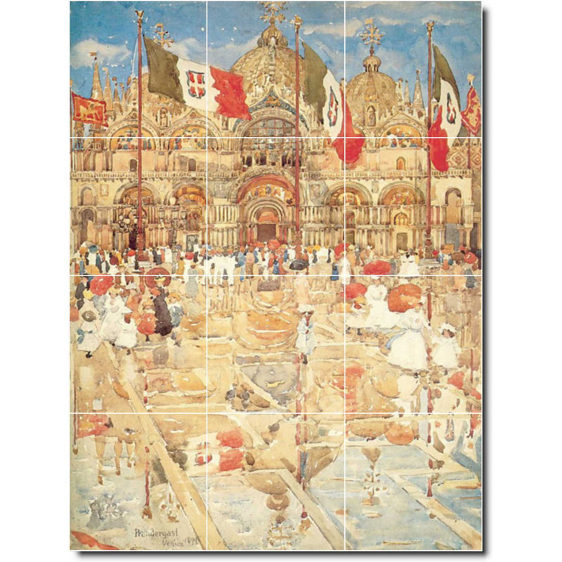 Carreau de céramique décorative 36 po x 48 po 12 po x 12 po, Peinture de la ville de Maurice Prendergast W06830