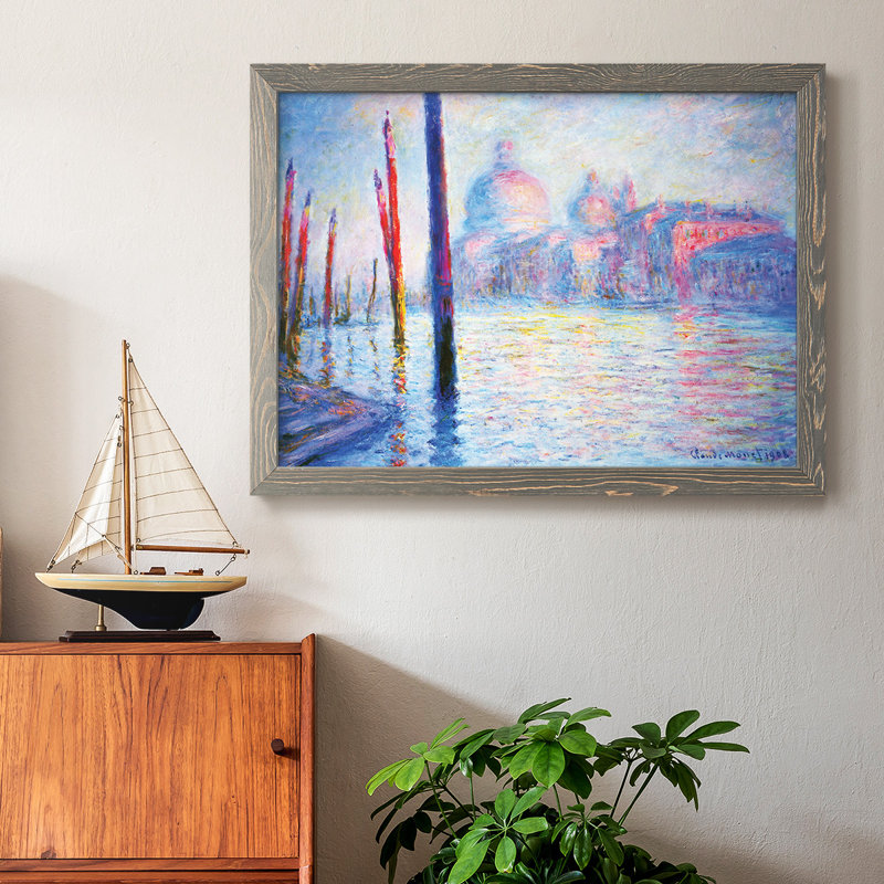 Canal Grand, peinture sur toile encadrée, Gris, H 28 po x l 42 po x P 1,5 po