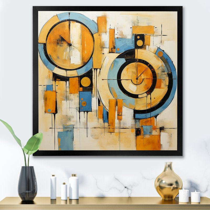«Blue Supreme Abstract Realms II», reproduction d'art murale abstraite, H 16 po x l 16 po x P 1 po, Cadre simple noir