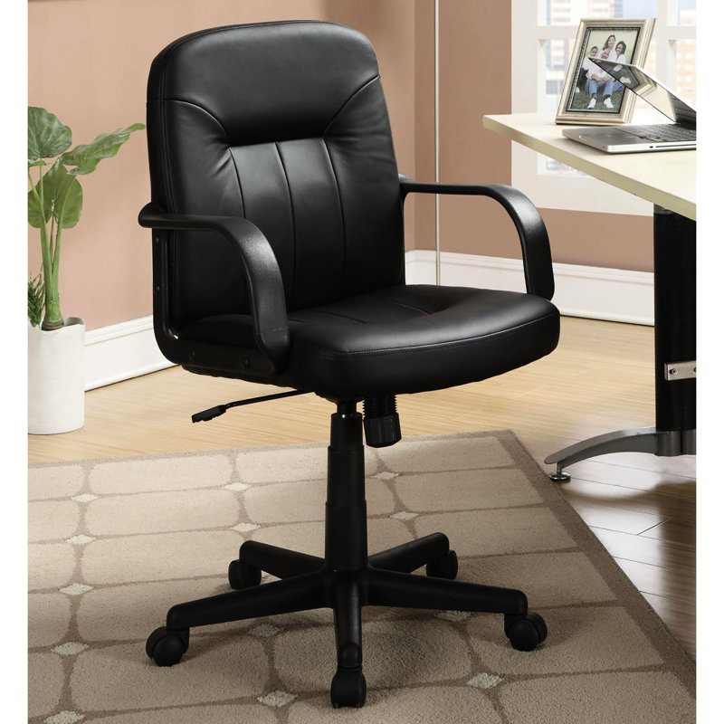 Fauteuil de bureau confortable en noir - hauteur réglable, rembourrage en mousse contemporain optimisant l'espace, profil bas