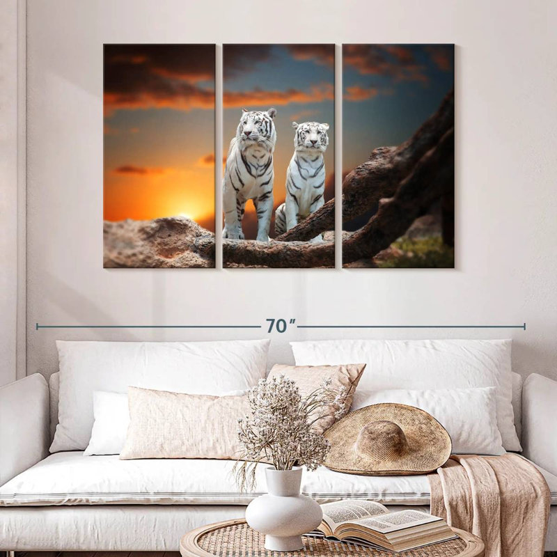 Brampt Wild White Tigers, 32" H x 50" W