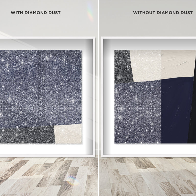In Blue Set Shadowbox Abstract Print by Oliver Gal, Black Frame, 12 x 12, 31.5"H x 31.5"W, White Shadowbox