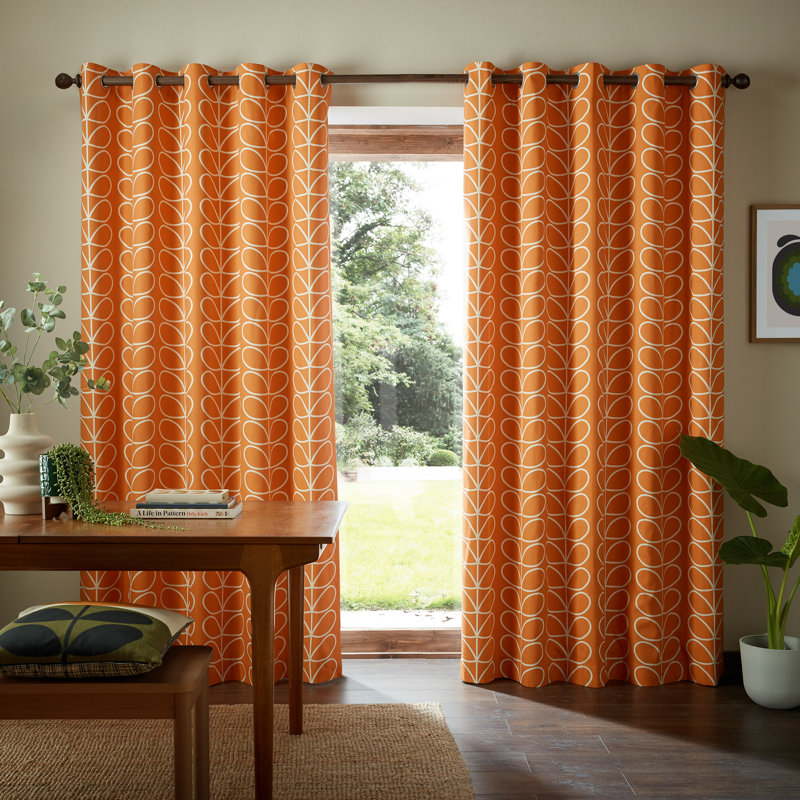 Linear Stem Curtain, Burnt Orange, 168cm Width x 137cm Drop