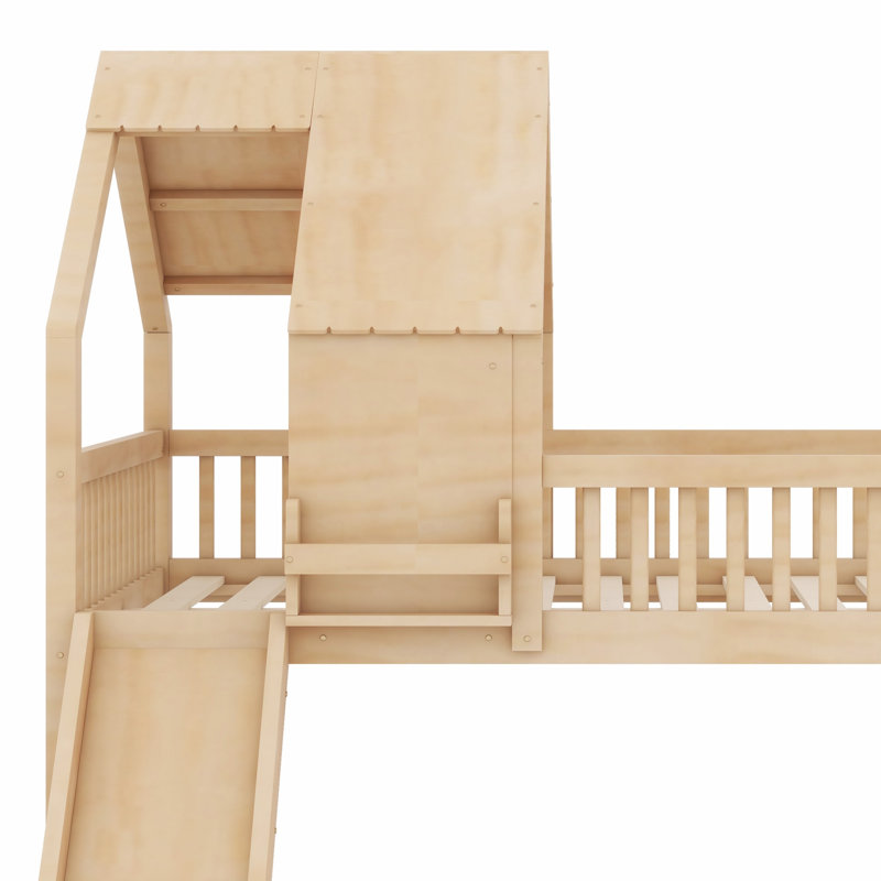 Lit superposé en bois pour enfants avec échelle intégrée, Natural