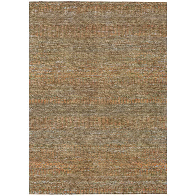 Tapis intérieur lavable rayé taupe et brun 8 pi x 10 pi