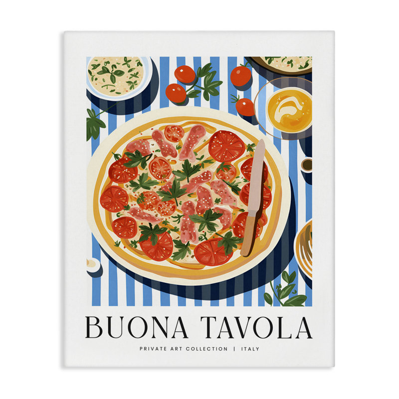 Art mural sur toile Buona Tavola Classic, par lettré et doublé, H 30 po x l 24 po