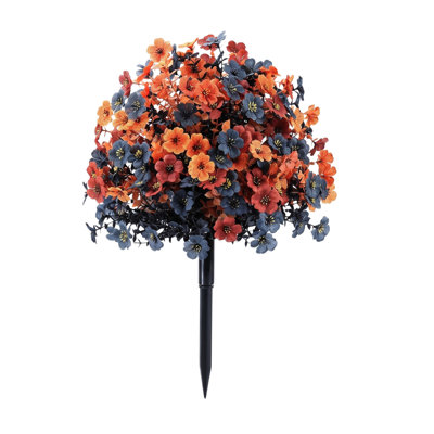 Piquet pour arbre à fleurs artificielles d'automne, mélange de fleurs orange, rouge et bleu, pour la décoration extérieure du jardin et des récoltes d'automne.
