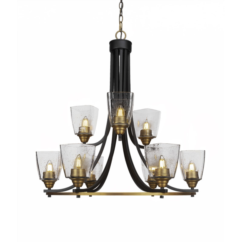 9-Light Chandelier, Brushed Nickel, Clear