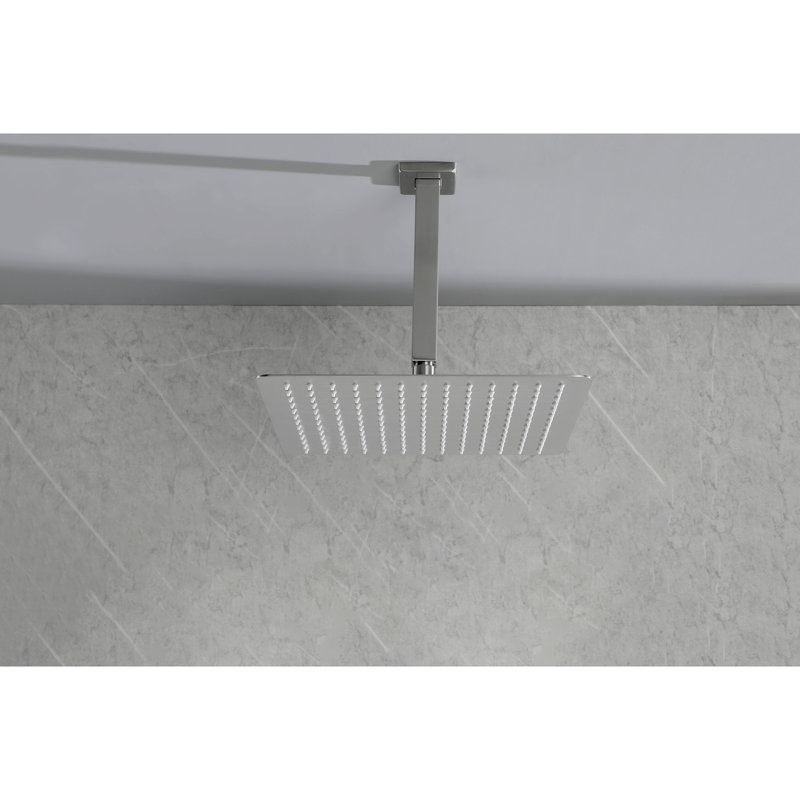 High Rain Shower Head - Stainless Steel, Brushed Nickel Finish, Water Saving, Self-cleaning, Fits All Standard Arm Connections For Rainfall Compatible With Kinds Of Arms