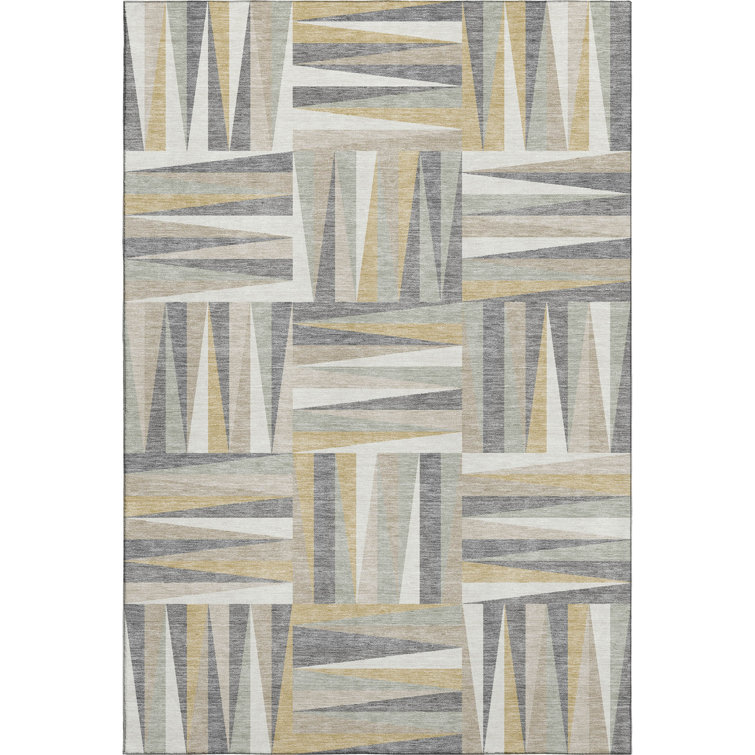 Premium Machine Washable Collett AMF1012 Squares Rug