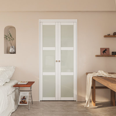 Panelled Manufactured Wood and Glass Pivot-French Door With Installation Hardware Kit